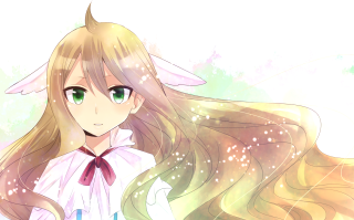 Girl greeneyes flowinghair starrybackground anime - a white collar free wallpaper