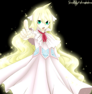 Cartoon character white dress red - a red ribbon free wallpaper