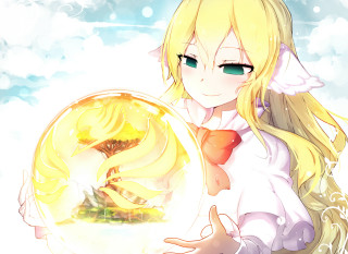 Blonde girl crystal ball tree - a crystal ball free wallpaper
