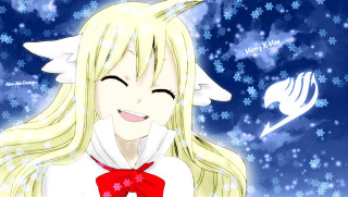 Blonde girl snowflake bow wings - her neck free wallpaper