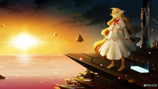 Girl white dress pier sunset - a pier free wallpaper