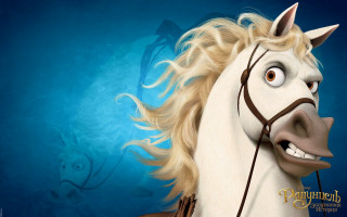 Cartoon horse long mane smile - pop surrealism free wallpaper
