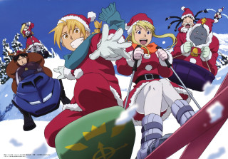 Santa skiers snow snowboard group - the snow free wallpaper