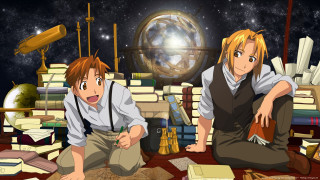 People sitting floor books telescope - two person free wallpaper