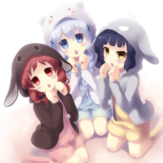 Anime girls bunny head shoulder - the ground free wallpaper