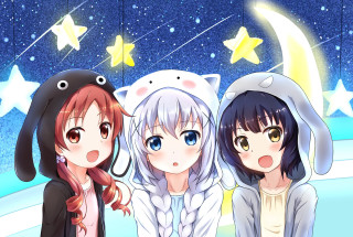 Anime girls night sky stars 2 - a night sky free wallpaper
