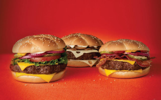 Three cheesebacon lettuce burgers red - cheese free wallpaper