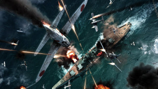 Planes flying water guns smoke - the air above them free wallpaper