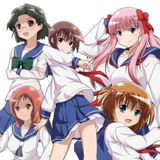 Girls school uniforms posing arms 2 - official free wallpaper