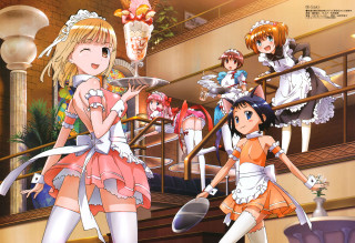 Anime girls staircase character group - a staircase free wallpaper