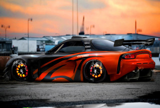Orange black flame car hood - a hood free wallpaper