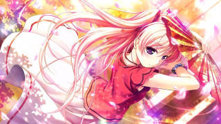 Girl longhair redshirt anime fire - a red shirt free wallpaper