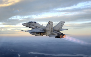 Fighter jet clouds valley ocean - the bottom of the jet free wallpaper