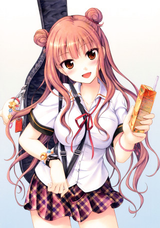 Girl longhair schooluniform backpack blush - her back free wallpaper