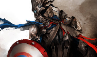 Armor shield sword antipodeans concept - a red ribbon free wallpaper