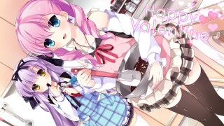 Anime girls pink hair blue 5 - a cell phone free wallpaper