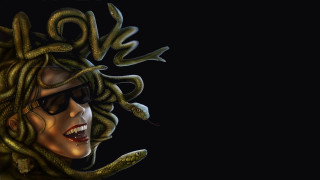 Woman snake sunglasses head image - digital painting free wallpaper