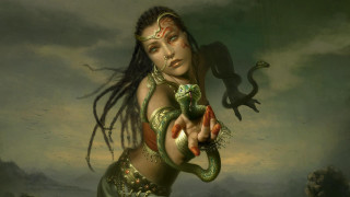 Woman snake arm shoulder hand - dark fantasy art free wallpaper