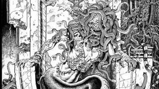 Woman man room giant snake - michael kaluta free wallpaper