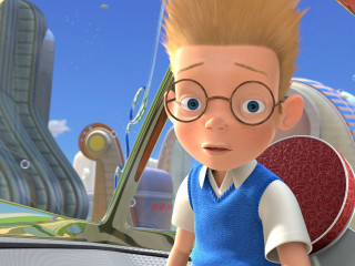Cartoon glasses blue vest futuristic - a futuristic building free wallpaper