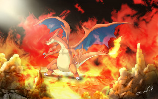 Dragon flying fire mountain rocks - a cartoon of a dragon free wallpaper