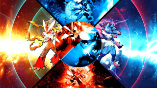 Pokemon space fireworks aurora planet - a group of pokemon characters free wallpaper