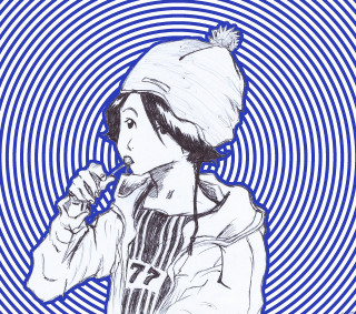 Woman hat microphone drawing art - a circular background free wallpaper