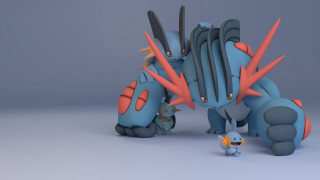 Blue red robot small robots - blender free wallpaper