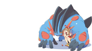 Cartoon girl laying blue dragon - pokemon free wallpaper