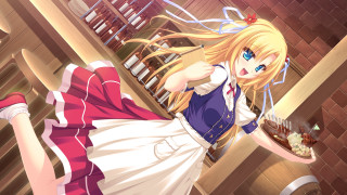 Girl waitress dress cake knife - a girl in a dress holding free wallpaper
