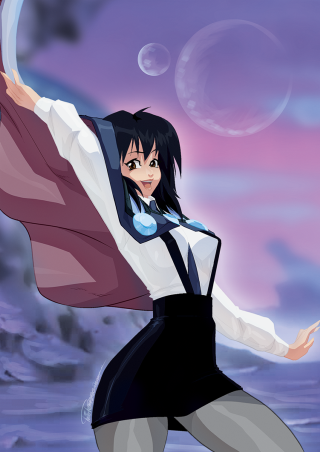 Woman black white flying purple - purple free wallpaper