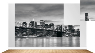 Black white city skyline bridge - modern free wallpaper