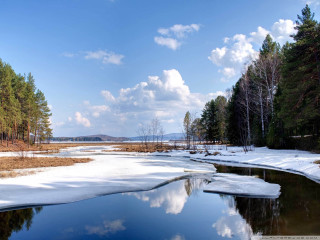 River snow forest trees winter - snow next free wallpaper