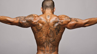 Tattooed man back muscles arms - tattoo free wallpaper
