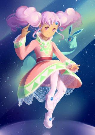 Girl dress flying bird hand - holography free wallpaper