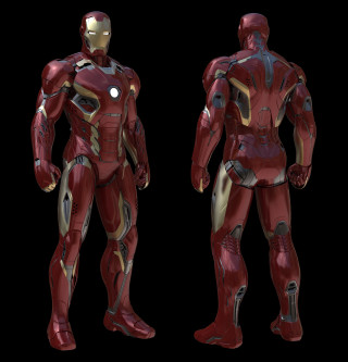 Red iron man fullbody photorealism - free 3d render wallpaper