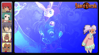 Cartoon character avatars blue background - a rabbit free wallpaper