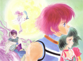 Anime couple sun clouds pink - a sun free wallpaper
