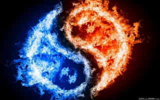 Fire ice yin yang blue - yang symbol free wallpaper