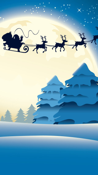 Santa claus sleigh snowy mountain - naive free wallpaper