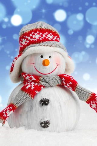 Snowman red white hat scarf - free winter wallpaper