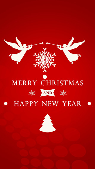 Red christmas card angels snowflake - merry free wallpaper