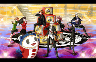 Anime characters pile of boxes - box free wallpaper