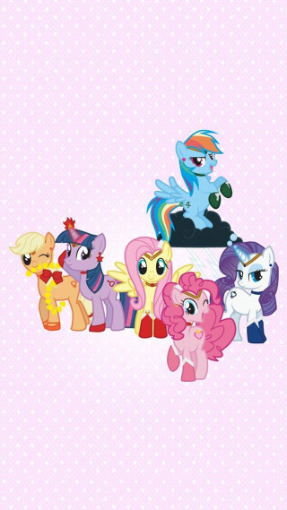 Ponys standing pink background polka - bauhau free wallpaper