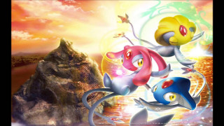 Pokemon flying mountain sunset bird - a sunset in the background and a bird free wallpaper