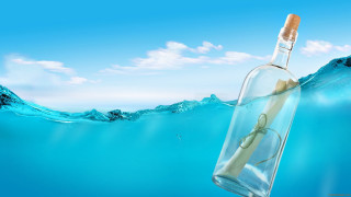 Bottle floating water message air - surreal photography free wallpaper