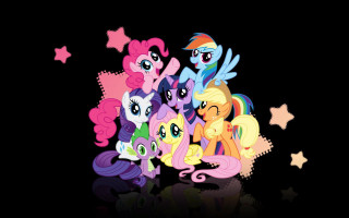 Little ponies black background stars - pop surrealism free wallpaper