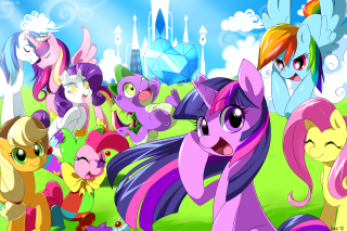 Little ponies field castle clouds - epic composition free wallpaper