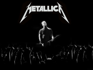 Man holding guitar concert crowd - metallic free wallpaper