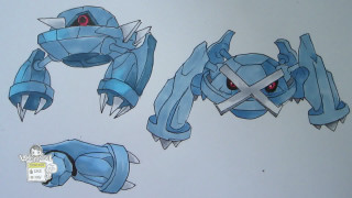 Blue robot red eyes glowing - a drawing free wallpaper